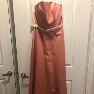 Peach long dress with champagne